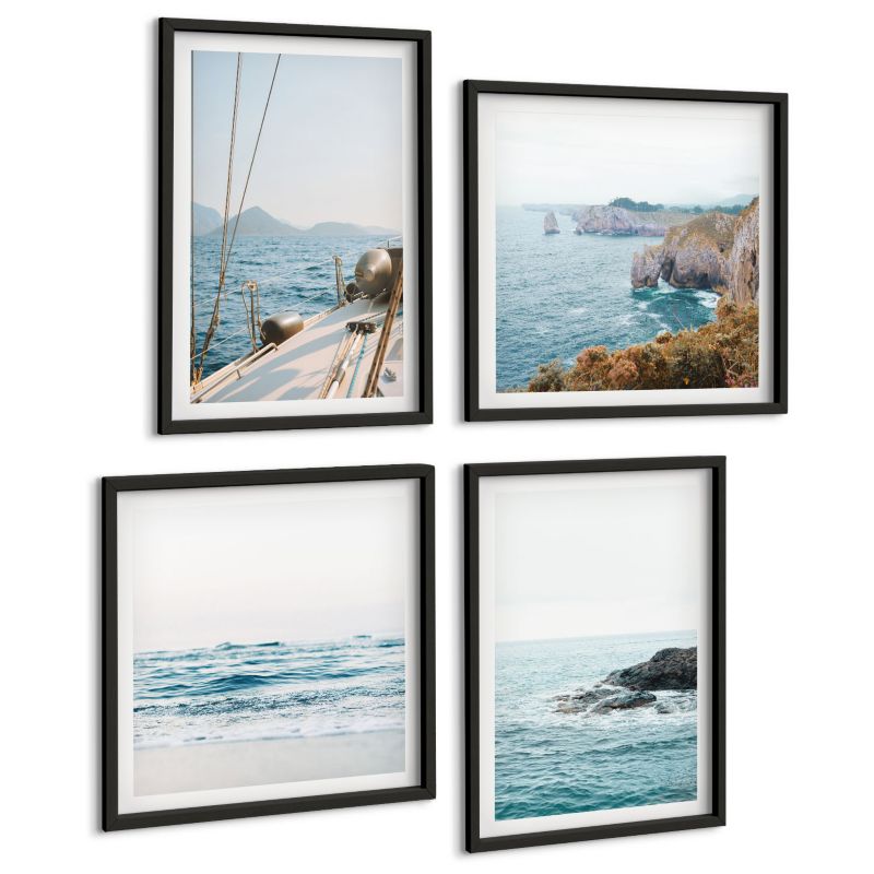 Czteroczęściowy Zestaw Obrazów ArtPrintCave (2x50x50+2x40x60cm) Czarna rama Nadmorskie pejzaże widoków 1 kpl.
