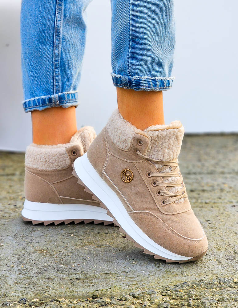 Sportowe Buty Zimowe Trapery Ocieplane Miss Beige