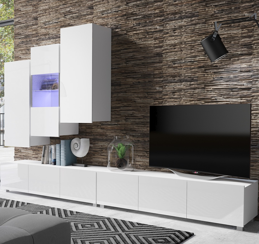 Nowoczesna meblościanka biały połysk MODERN 17