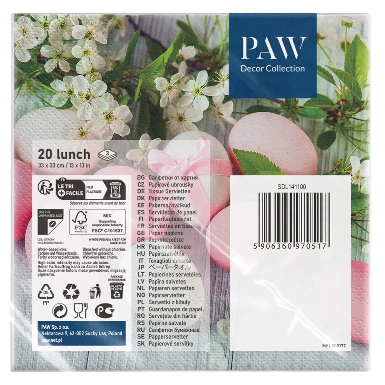 Serwetki Eggs flowers - 33 x 33 cm