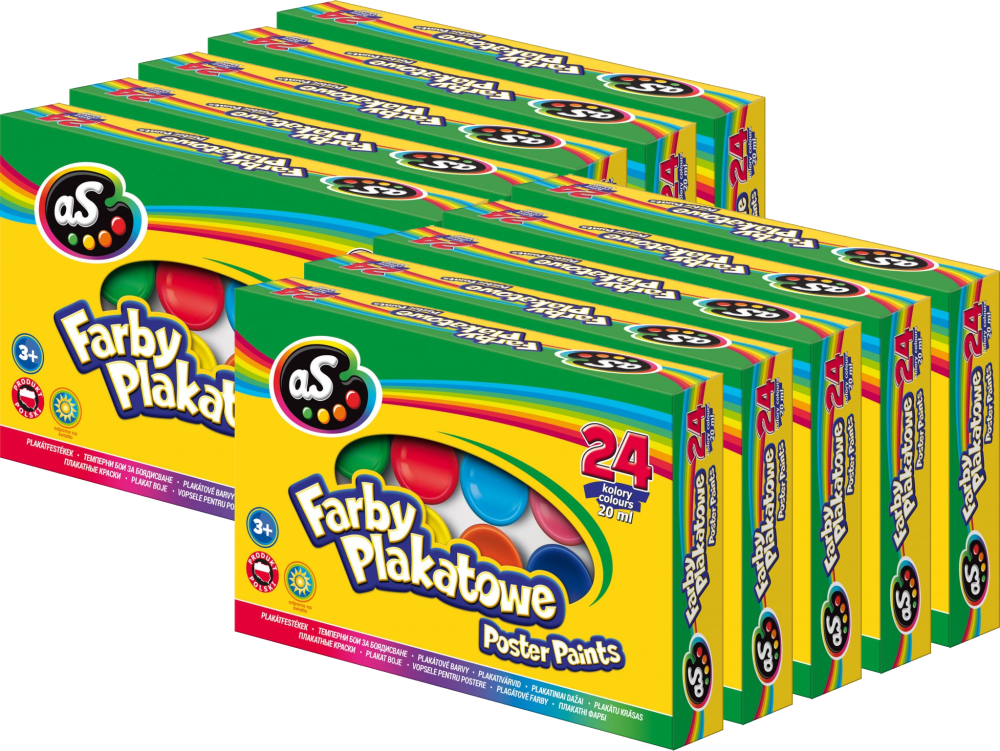 10x Farby plakatowe Astra AS, 20ml, 24 sztuki, mix kolorów