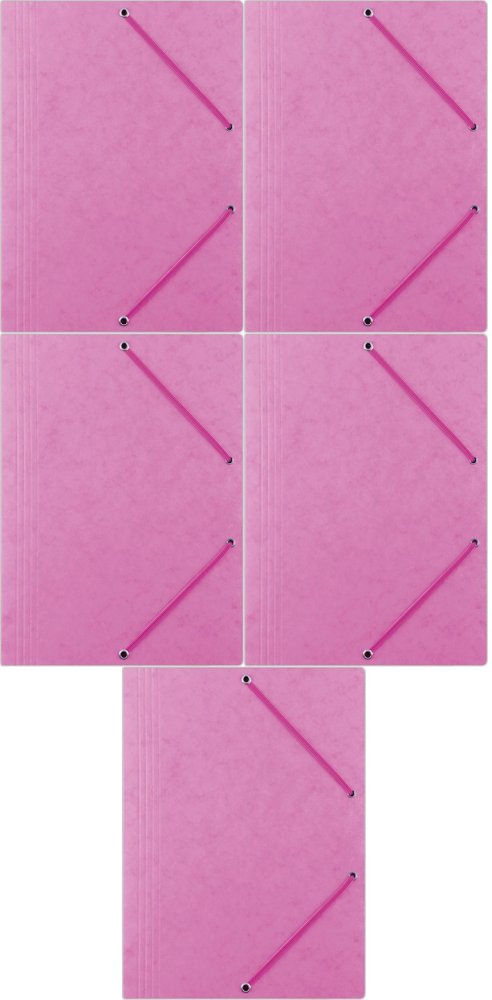 5x Teczka z gumką Office Products A4, 390g/m2, preszpanowa, różowy