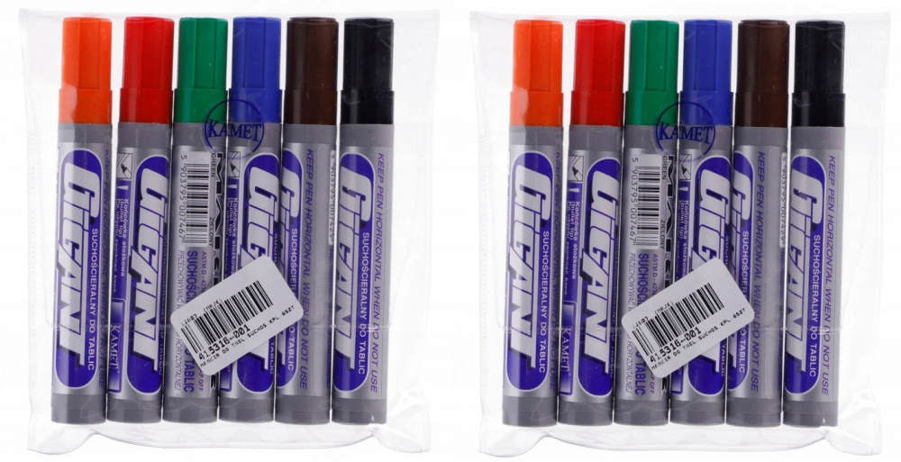 2x Marker suchościeralny Kamet Gigant, okrągła, 3mm, 6 sztuk, mix kolorów