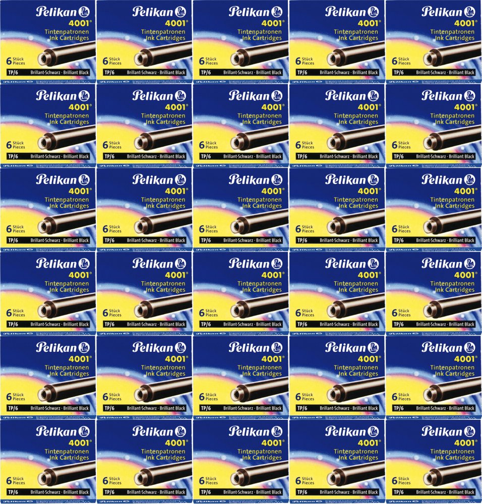 50x Naboje do pióra wiecznego Pelikan, krótkie, 6 sztuk, czarny