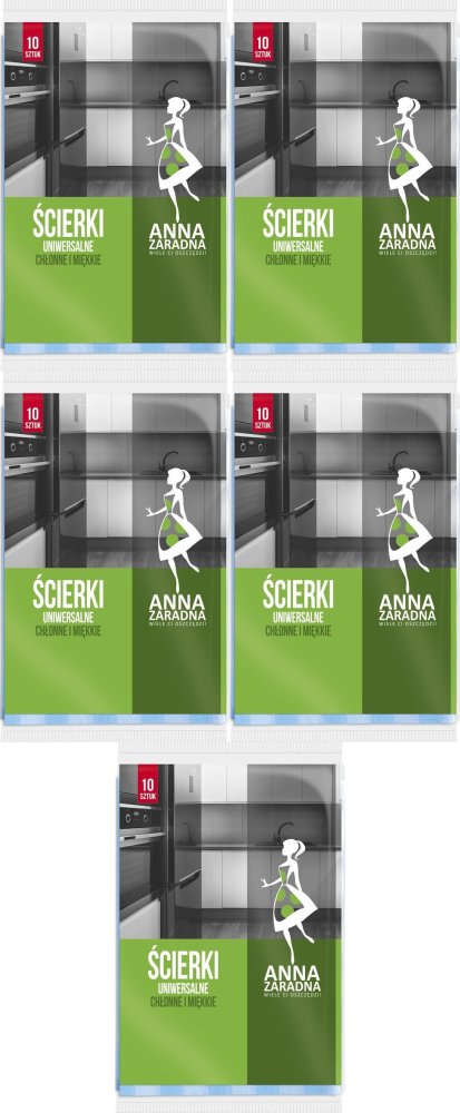 5x Ściereczka uniwersalna Anna Zaradna, 50x36cm, 10 sztuk, mix kolorów