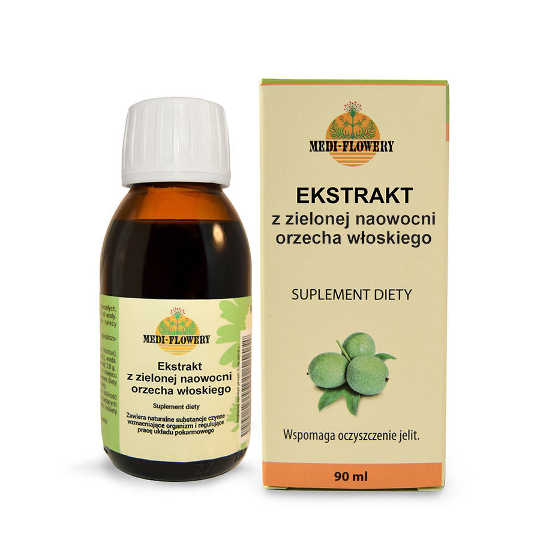Medi-flowery ekstrakt z zielonej naowocni orzecha włoskiego, krople, 90 ml