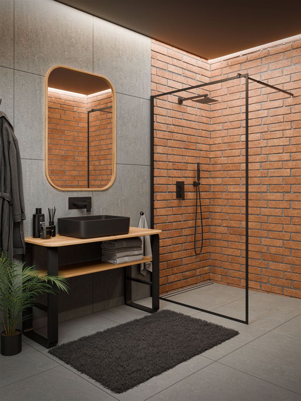 Invena ścianka prysznicowa walk-in 110 cm czarny półmat/szkło przezroczyste AK-32-118