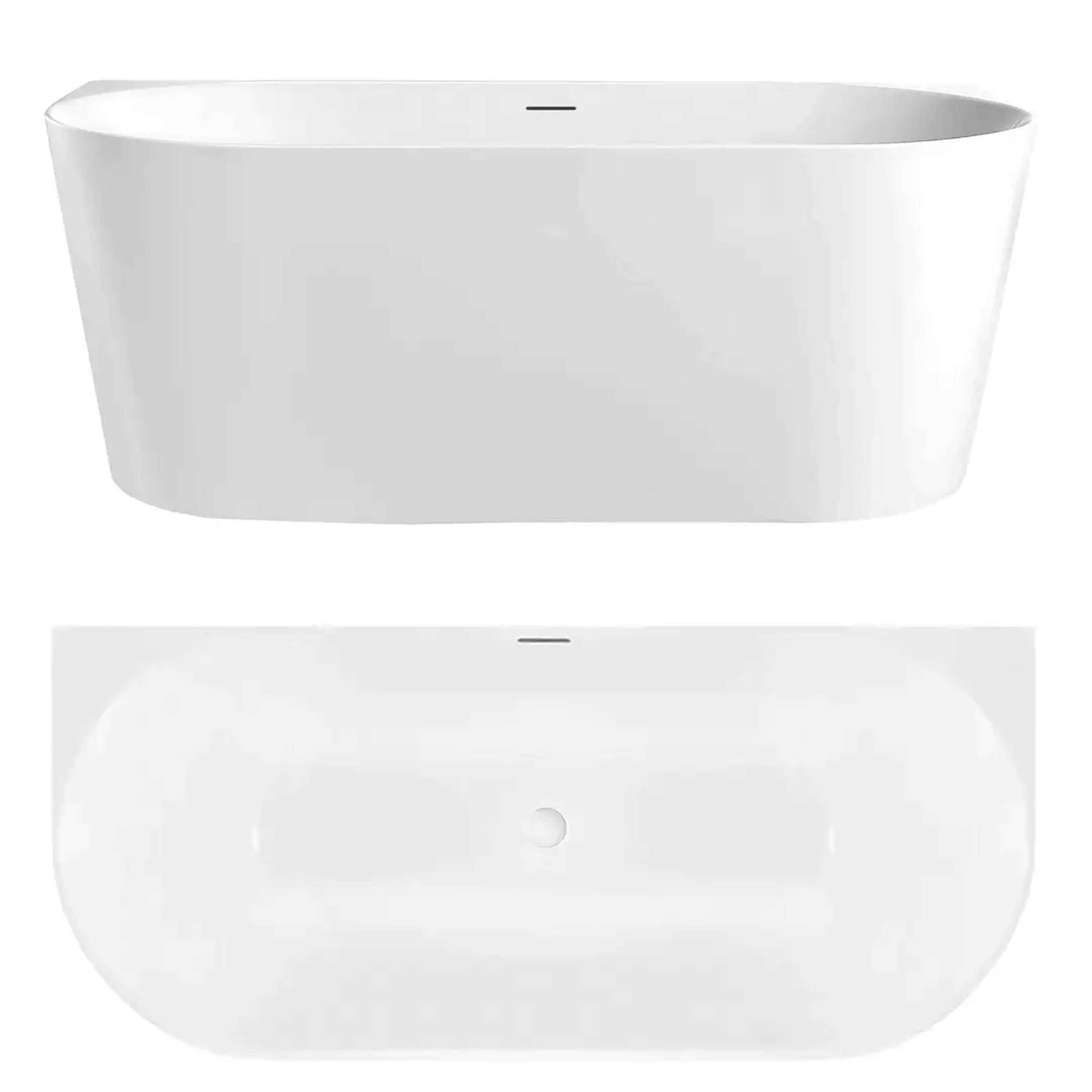 Rea Capri wanna przyścienna 150x74,5 cm prostokątna biała REA-W0503