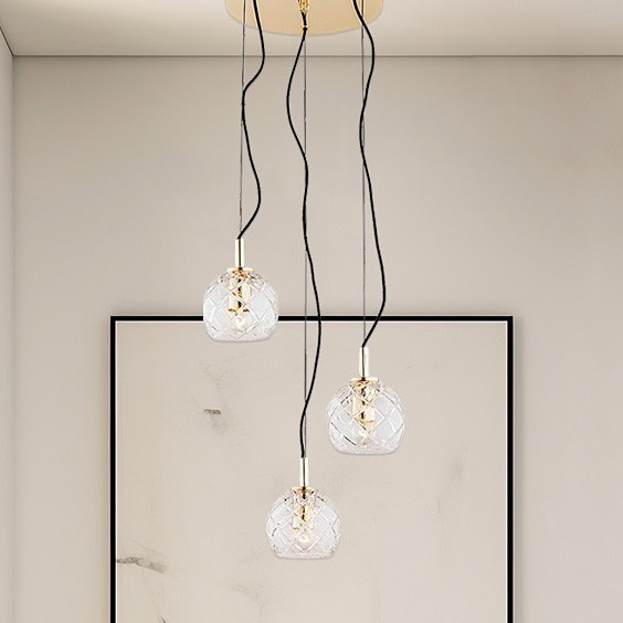 Argon Oviedo lampa wisząca 3x15W przezroczysty/mosiądz 1463 - Wysyłka w 24h