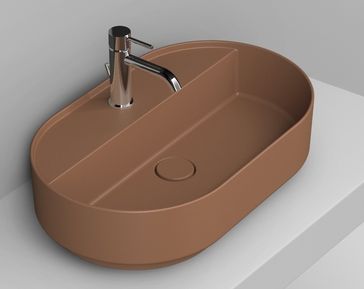 Ceramica Dolomite Noemi umywalka 65x40 cm owalna nablatowa brązowa matowa D312061