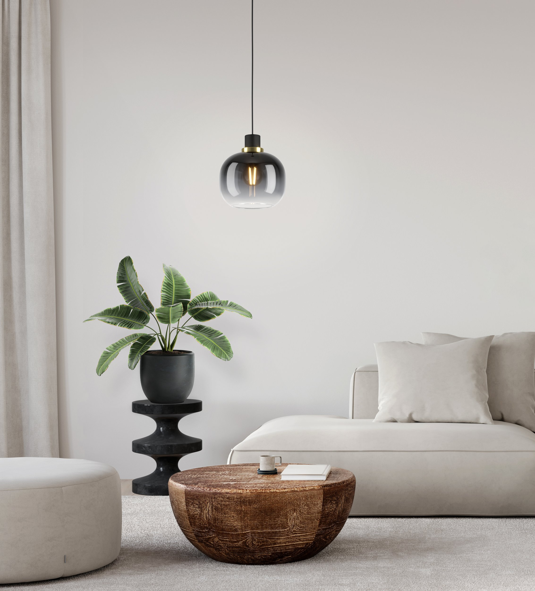 Eglo Oilella lampa wisząca 1x40 W czarna-szary/popielaty 99616