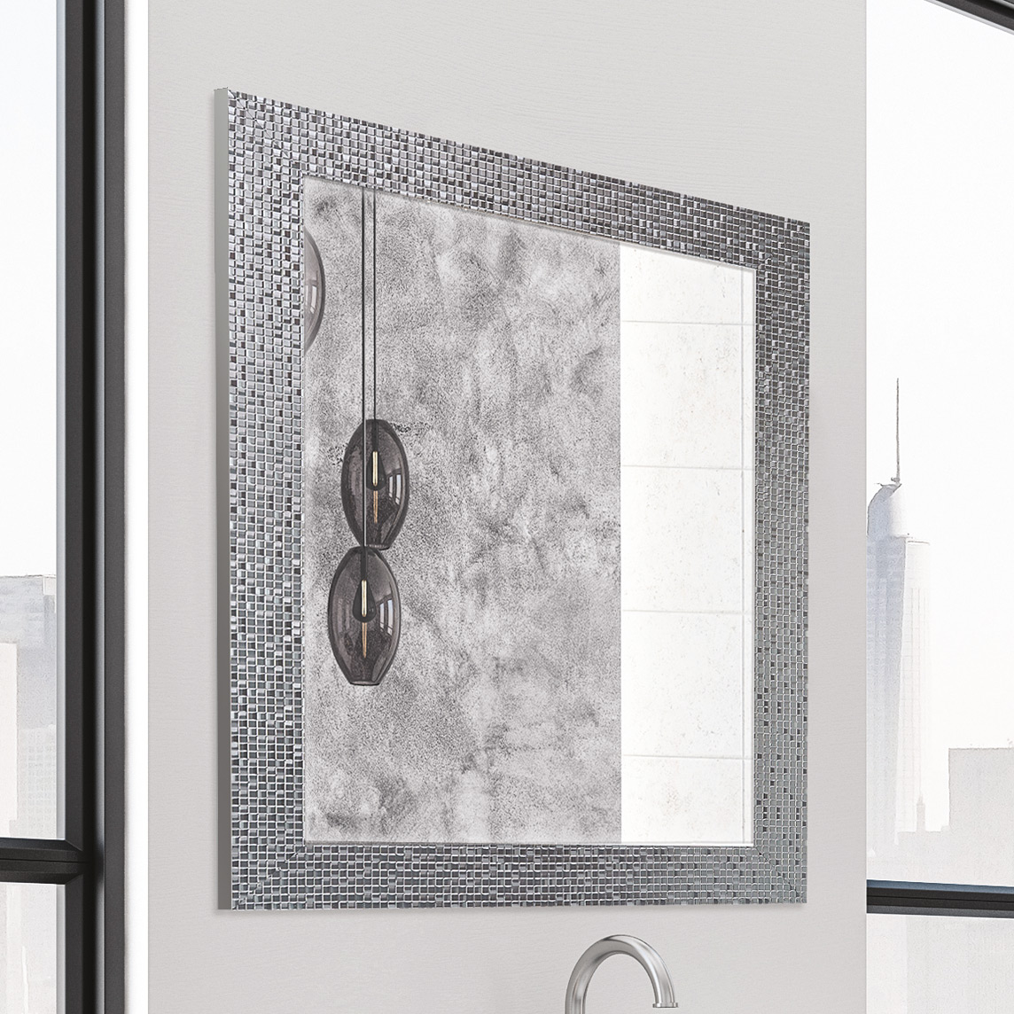 Ars Longa Valencia lustro 82x62 cm prostokątne srebrne VALENCIA5070-SR - Wysyłka w 24h
