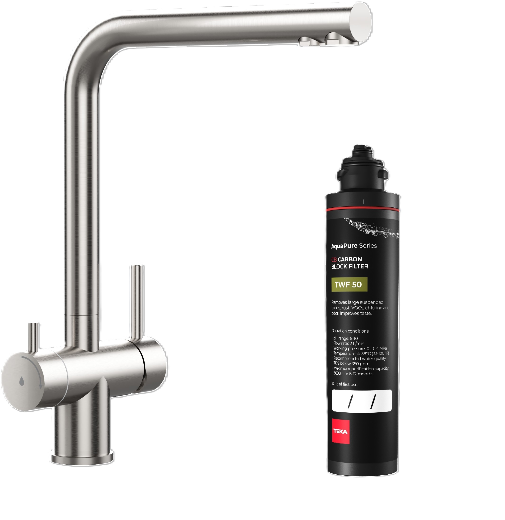Zestaw Teka Uni bateria kuchenna do filtra wody stojąca inox z filtrem podzmywakowym (116030084, 118510000) - Wysyłka w 24h
