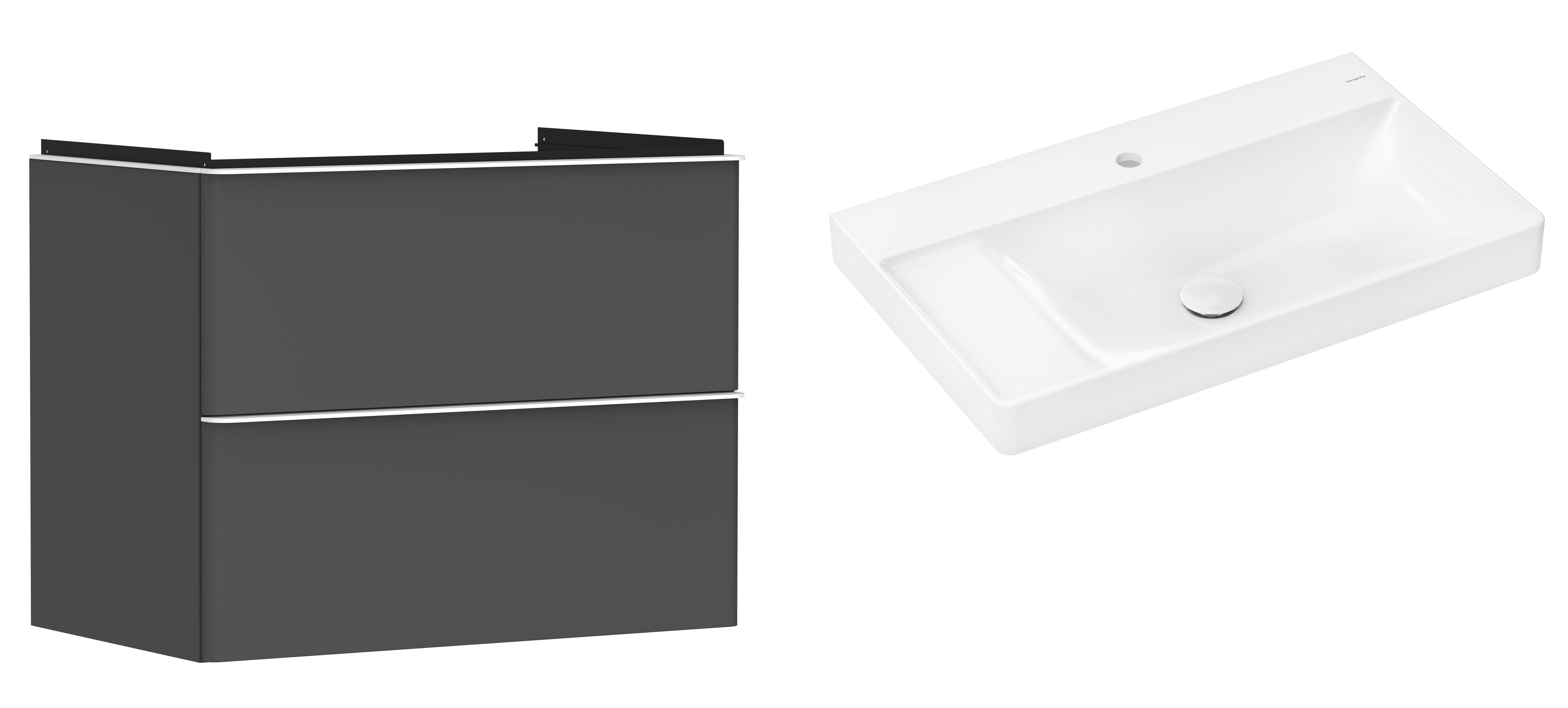 Hansgrohe Xelu Q szafka wisząca z umywalką 80x48 cm szary diament mat/biały mat/biały (54028700, 61030450)