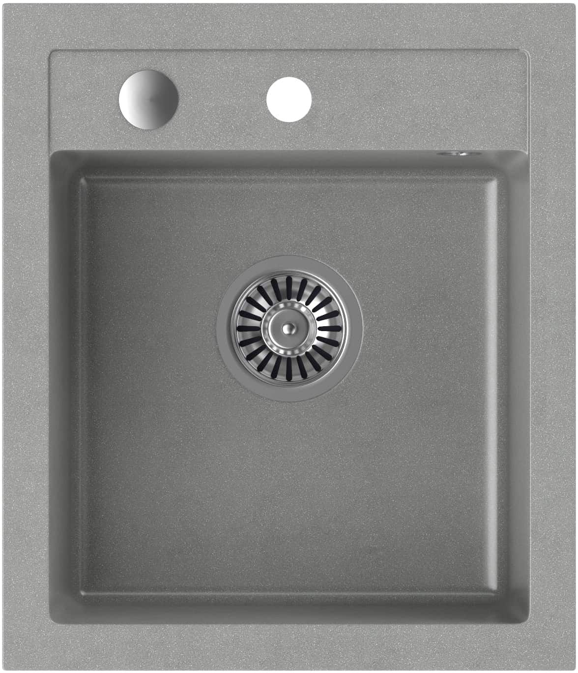 Quadron Johnny 100 zlewozmywak 50x43 cm GraniteQ wpuszczany silver stone/elementy stalowe HCQJ4350SZK