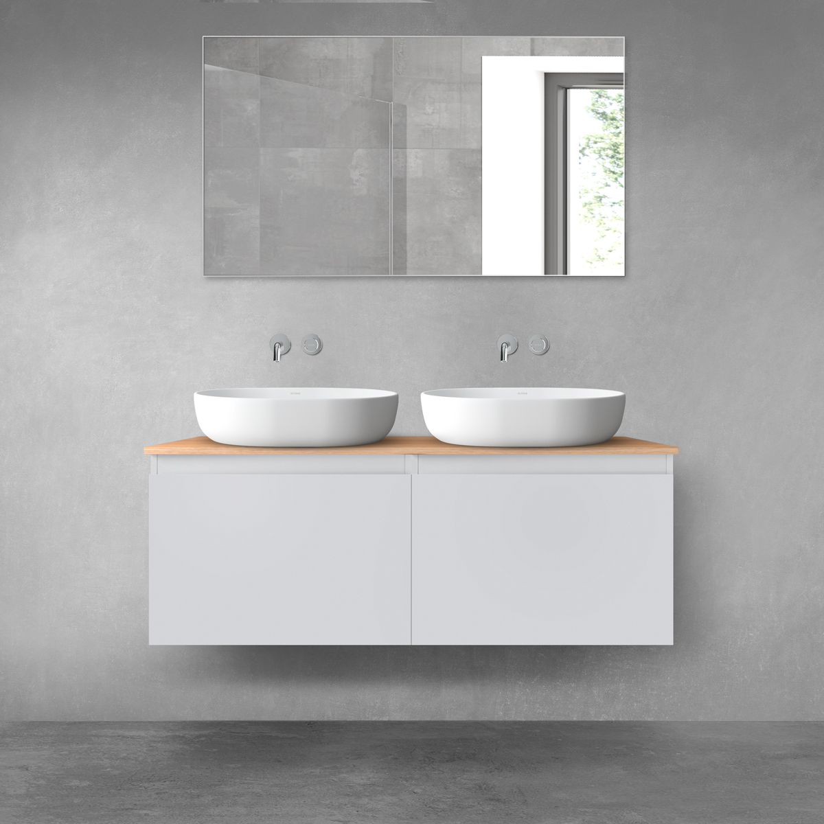 Oltens Vernal zestaw mebli łazienkowych 120 cm z blatem szary mat/dąb 68244700 - Wysyłka w 24h