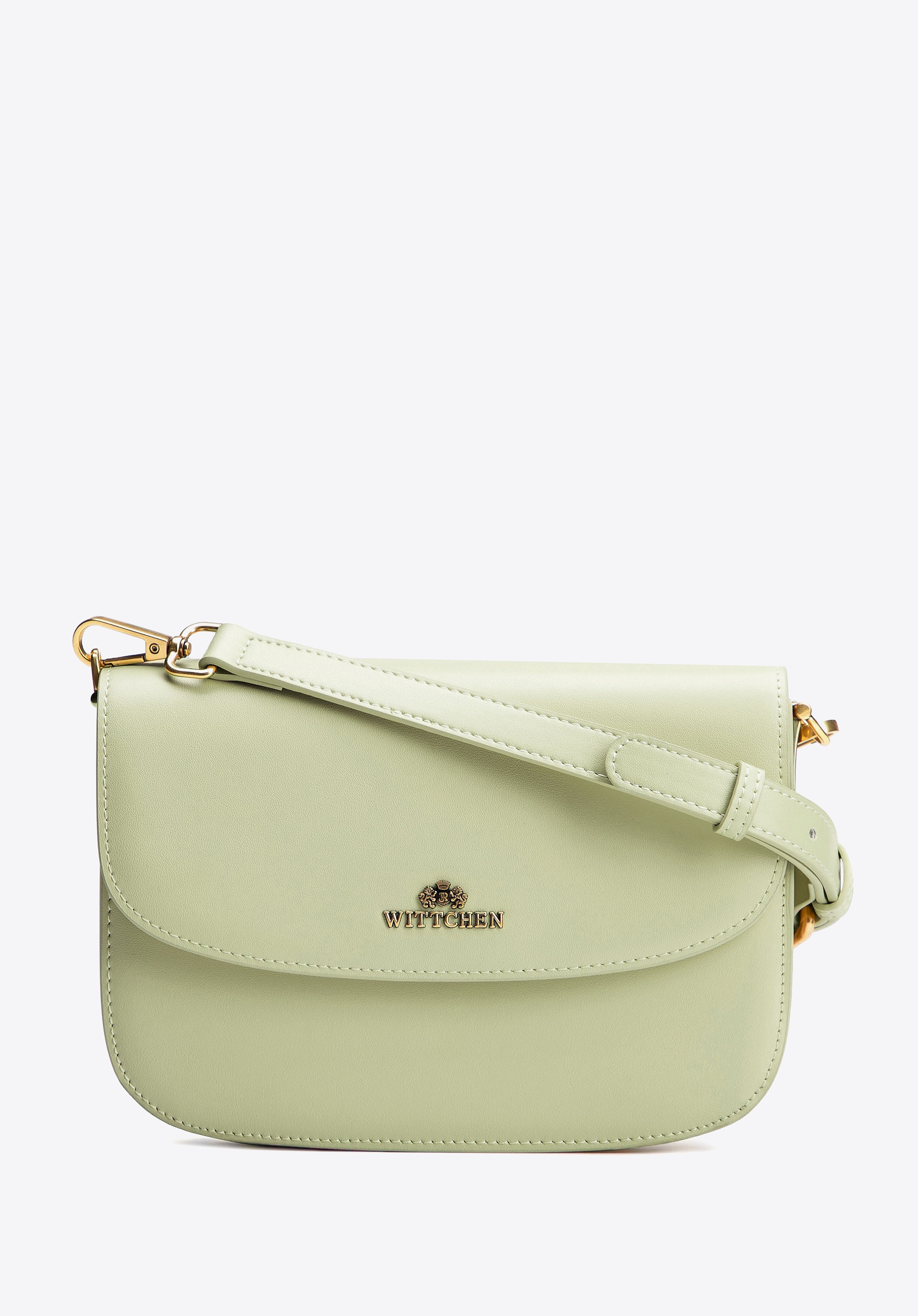 Damska crossbody ze skóry naturalnej pistacjowa