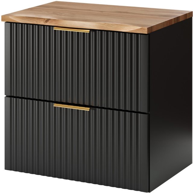 COMAD Szafka podumywalkowa ADEL BLACK z blatem NATURE WOTAN 60 cm