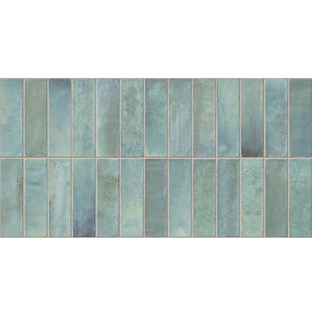 Gres szkliwiony hiszpański Gayafores DECO ARTIS GREEN błyszczący 32x6