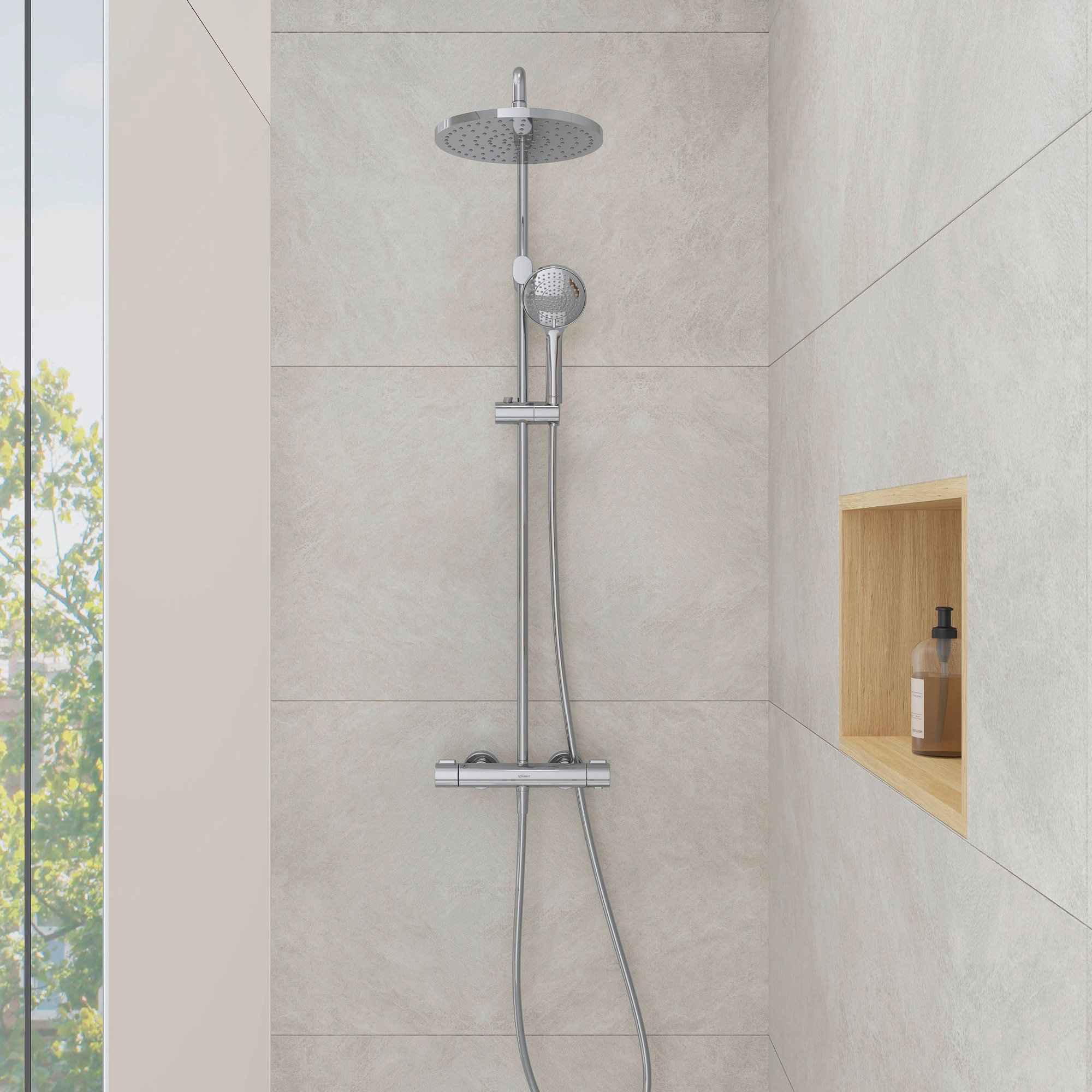 Duravit Shower Systems zestaw prysznicowy ścienny termostatyczny chrom TH4282008010