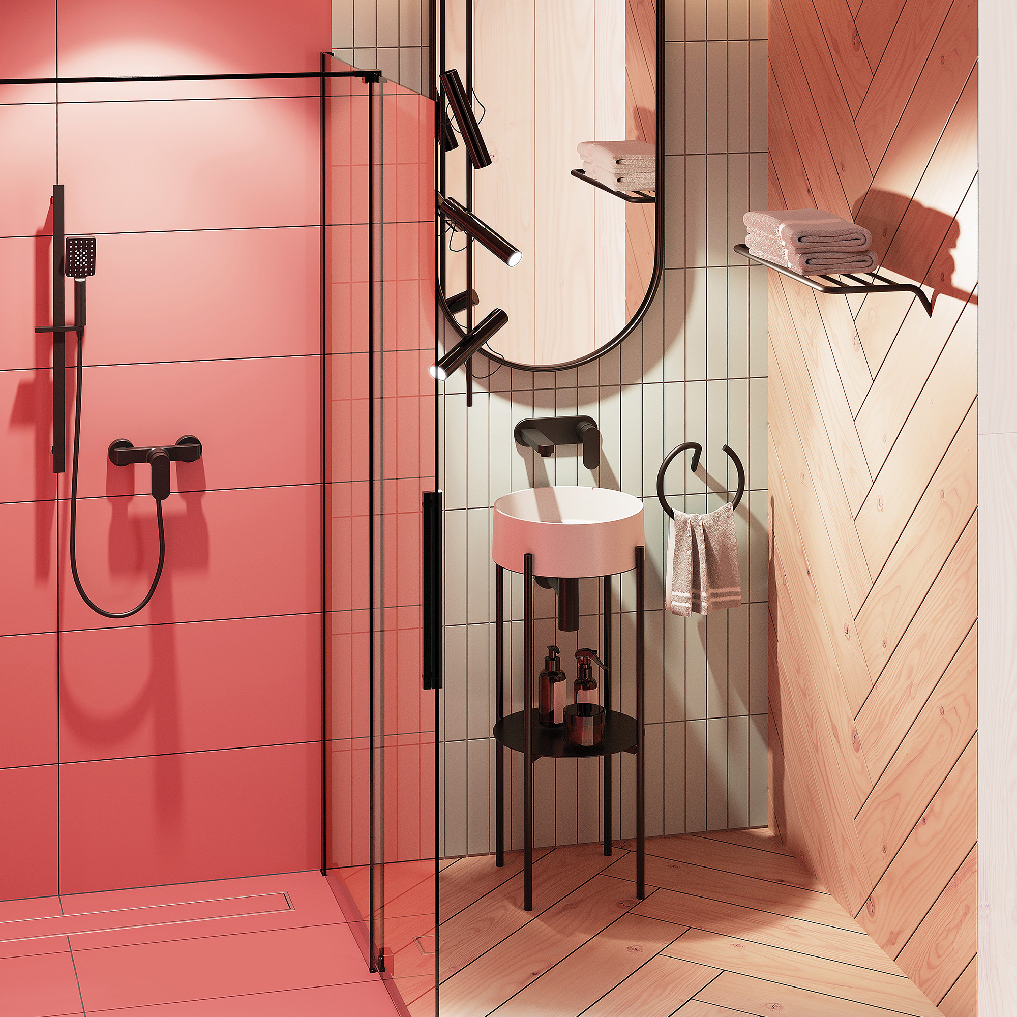 Deante Prizma ścianka prysznicowa walk-in 100 cm czarny mat/szkło przezroczyste KTJ_N30R - Wysyłka w 24h