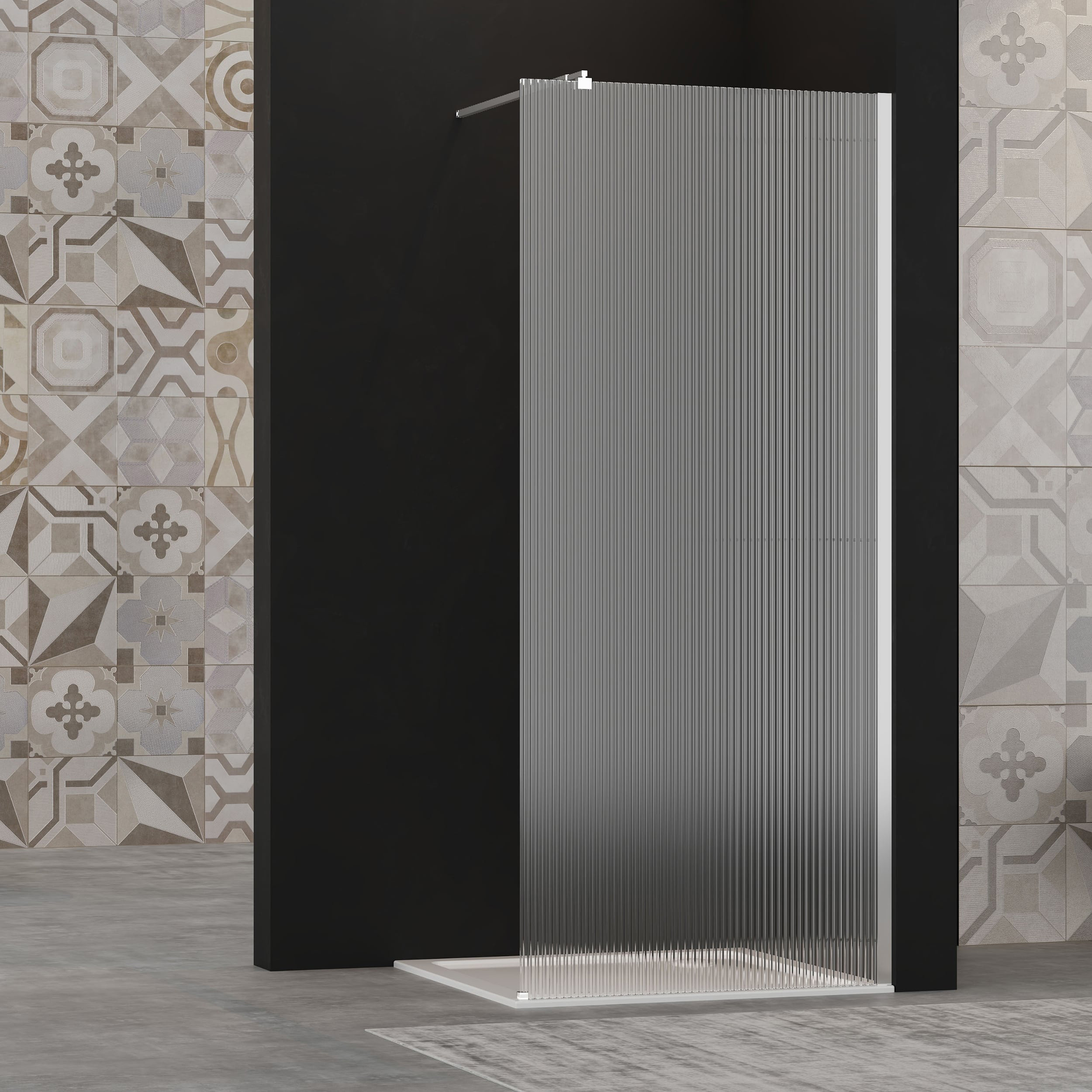 Invena ścianka prysznicowa walk-in 100 cm chrom półmat/szkło ryflowane AK-32-109 - Wysyłka w 24h