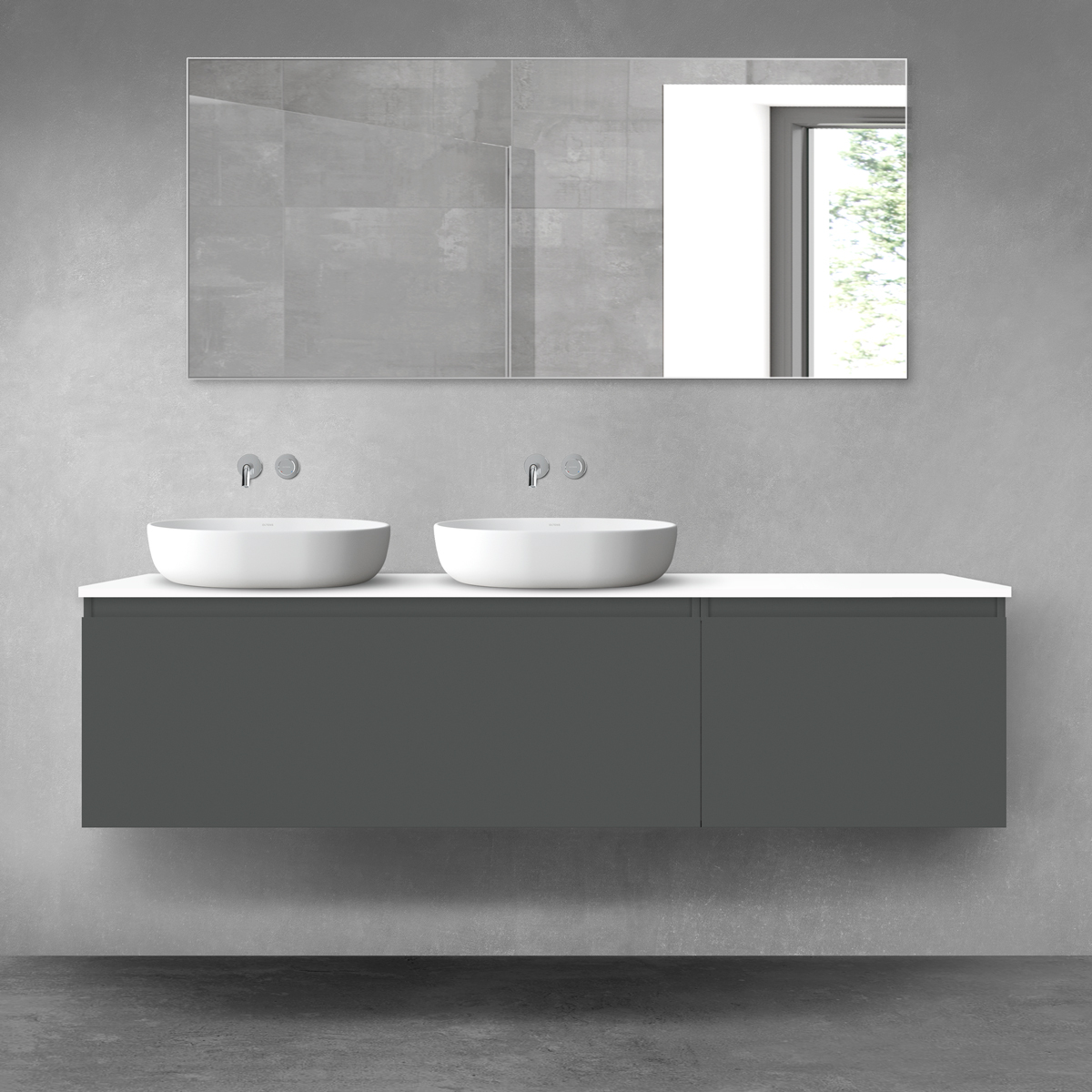 Oltens Vernal zestaw mebli łazienkowych 180 cm z blatem grafit mat/biały połysk 68614400 - Wysyłka w 24h