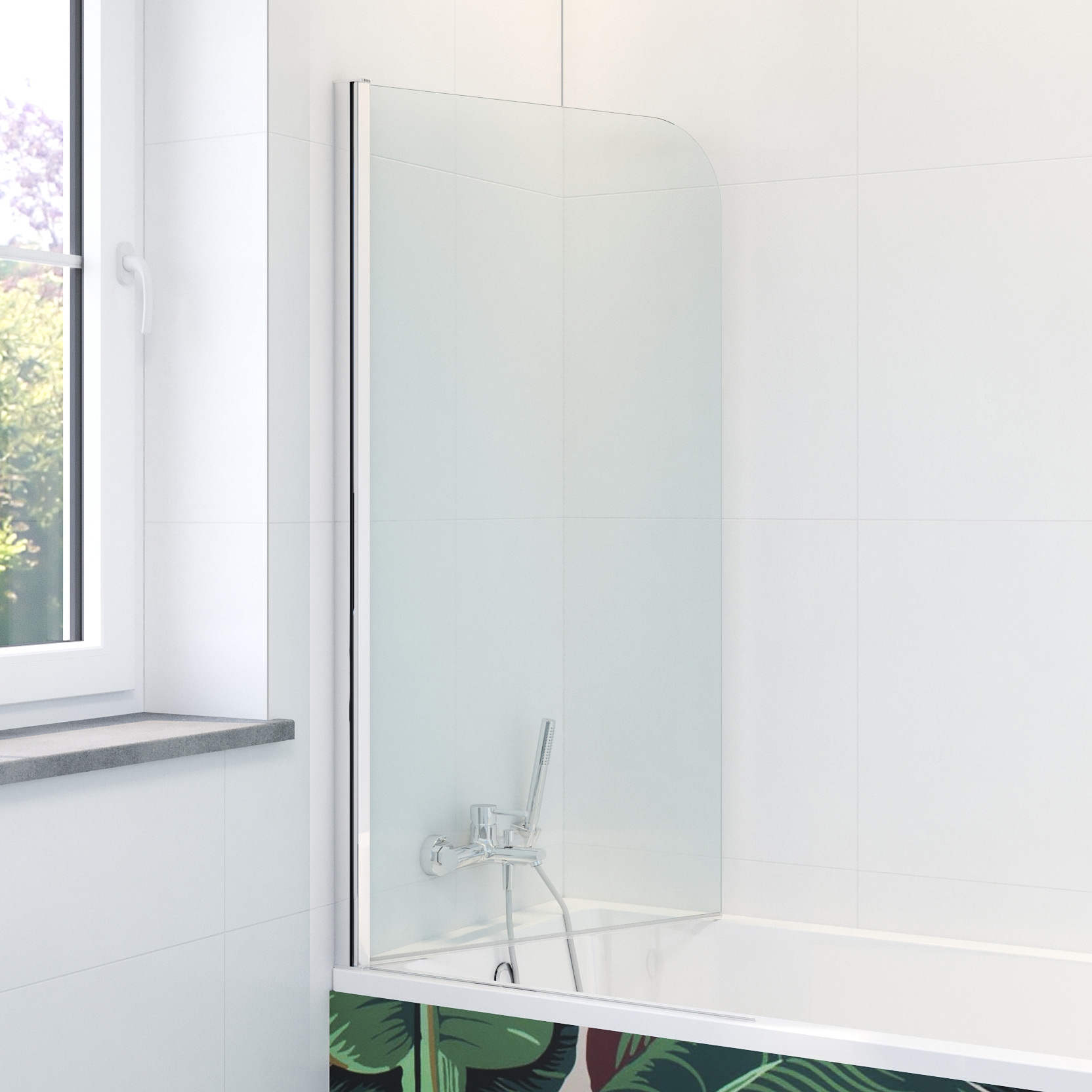 Hagser Anke I parawan nawannowy 70 cm 1-częściowy chrom błyszczący/szkło przezroczyste HGR10000023 - Wysyłka w 24h
