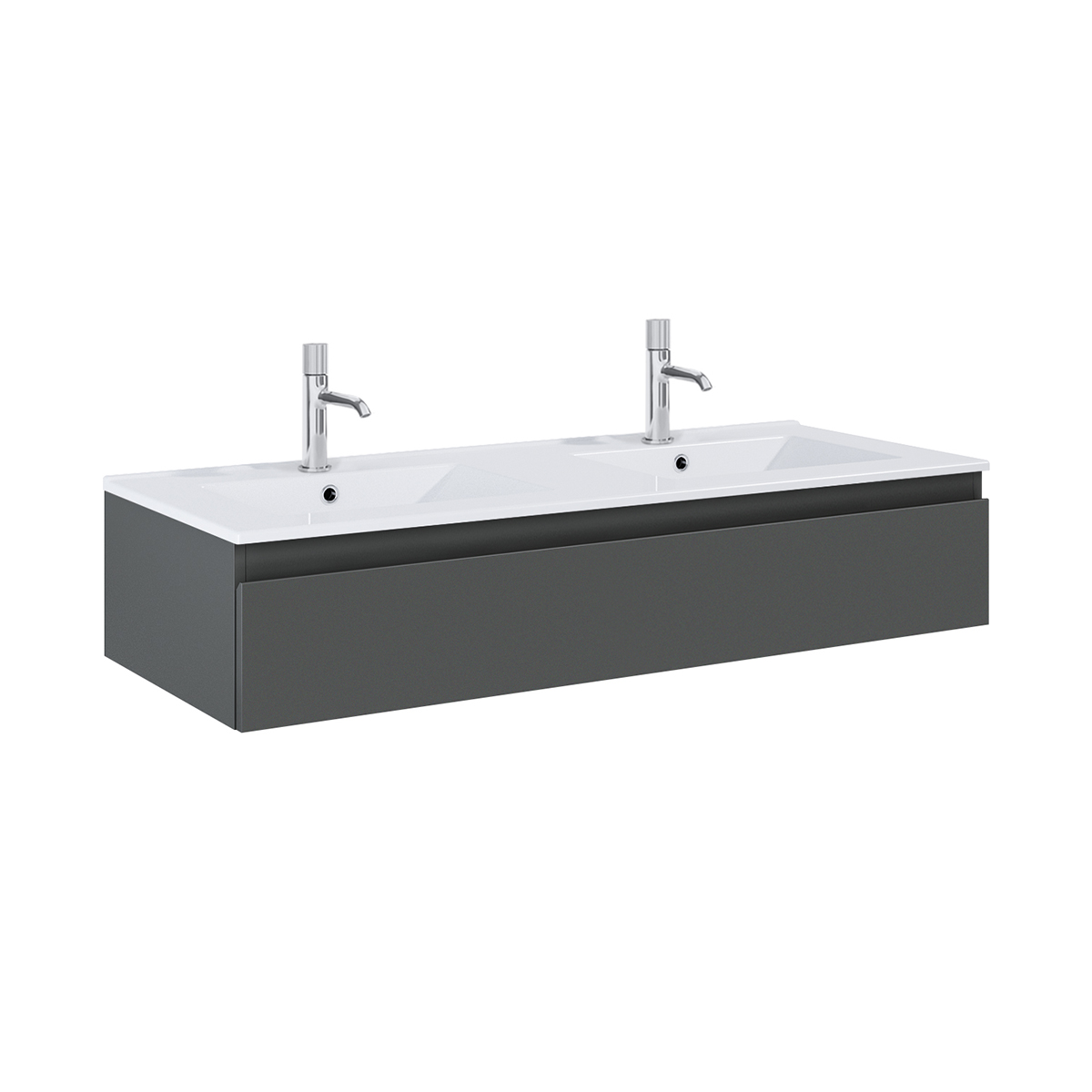 Oltens Vernal umywalka z szafką 120 cm biały połysk/grafit mat 68010400 - Wysyłka w 24h