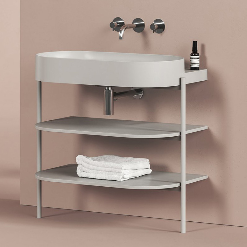 Ravak Yard umywalka 80,5x50 cm półokrągła ścienna smoke grey XJX0O080000