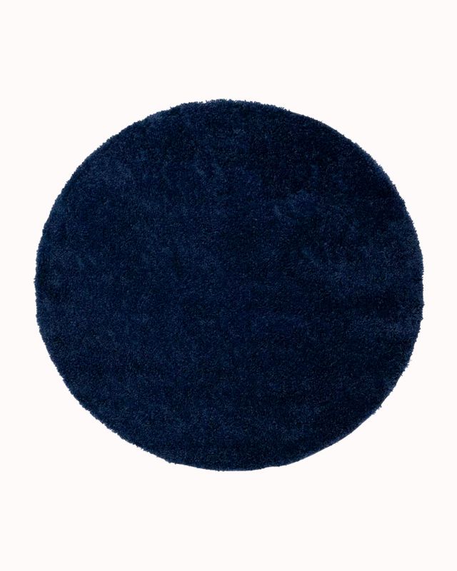 Dywan okrągły Shaggy 100x100cm Unito Blu Mazovia - puszysty, wysokie runo, granatowy, 1szt.