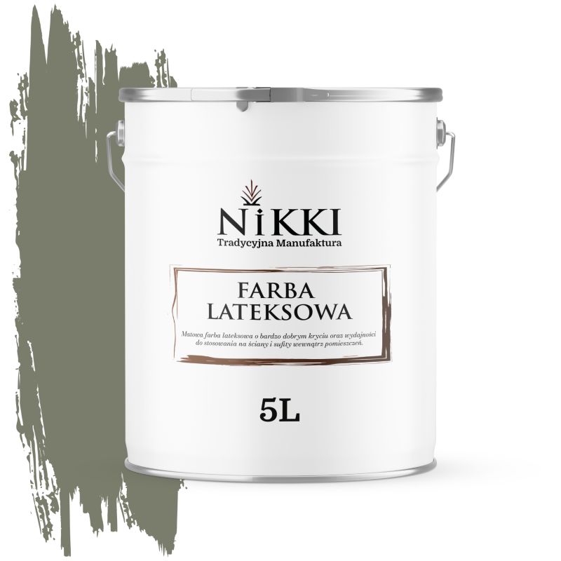 Farba Lateksowa Wewnętrzna Ściany i Sufity NIKKI Khaki ciemny H1720 Głęboki Mat 5L