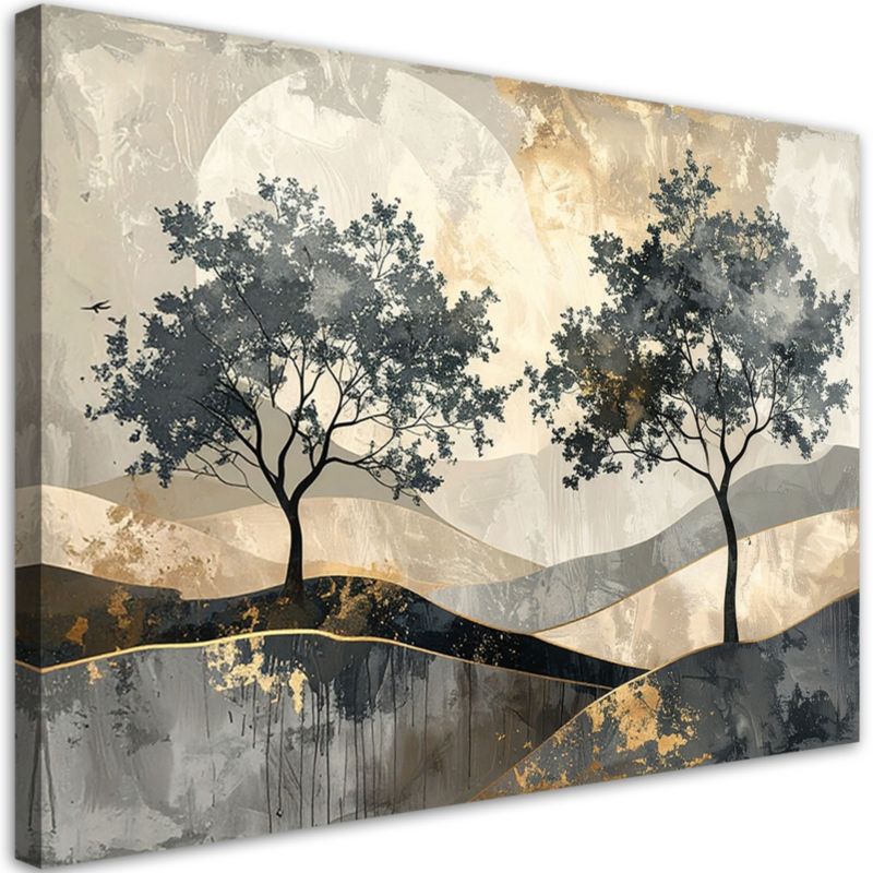 Obraz na płótnie Feeby Drzewa grunge natura, poziomy, aranżacja do biura, wzór 62278, 45x30 cm, 1 szt.
