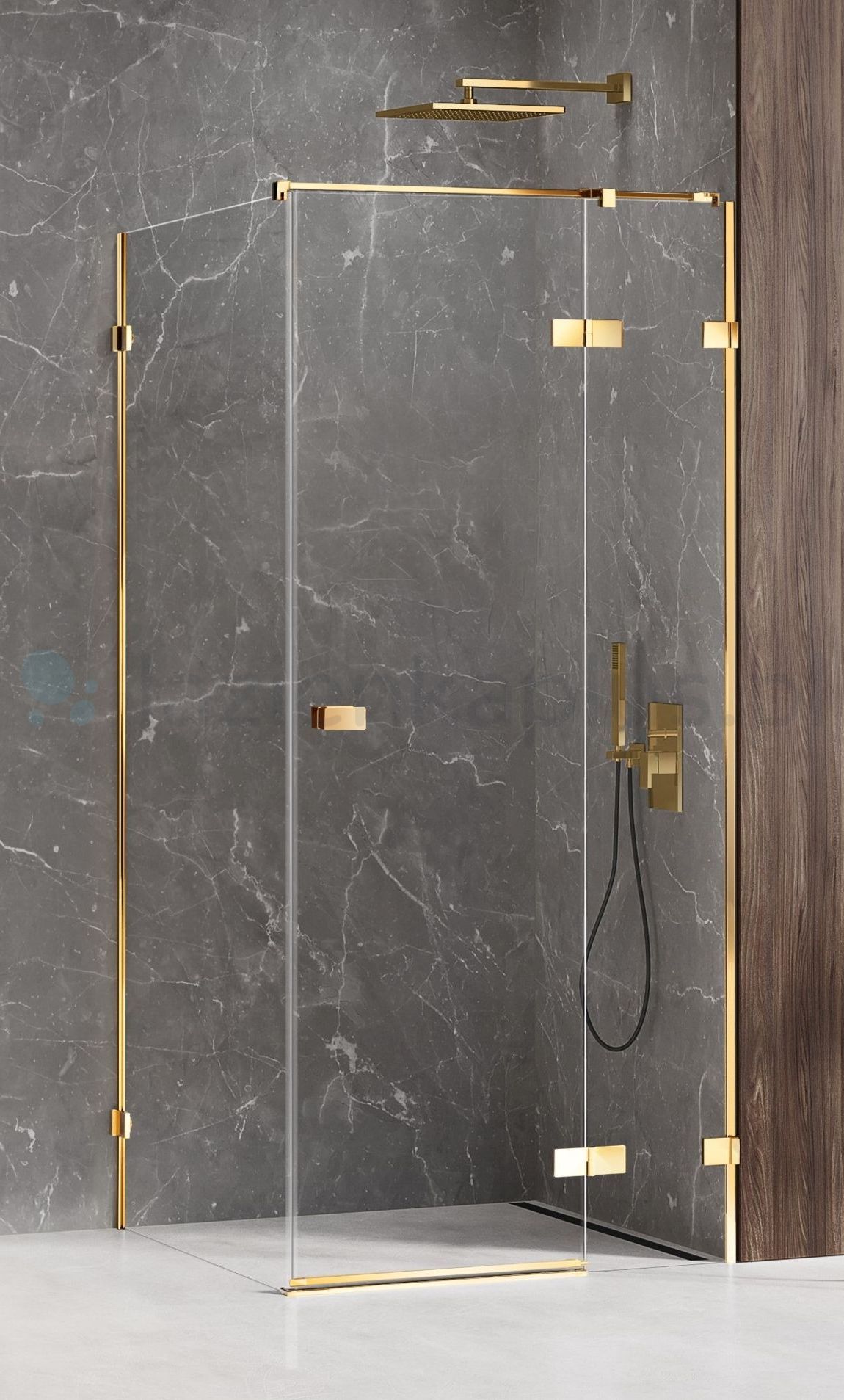 New Trendy Avexa Gold Shine kabina prysznicowa 80x70 cm prostokątna prawa złoty połysk/szkło przezroczyste EXK-1645