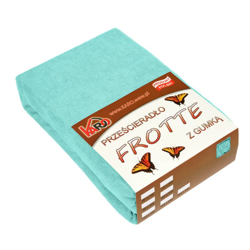Prześcieradło frotte z gumką KARO 90x200 miętowe 1 szt.