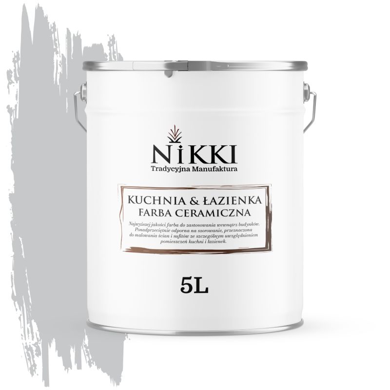 Farba Ceramiczna do Kuchni i Łazienki Zmywalna NIKKI Szary jasny H1061 Głęboki Mat 5L