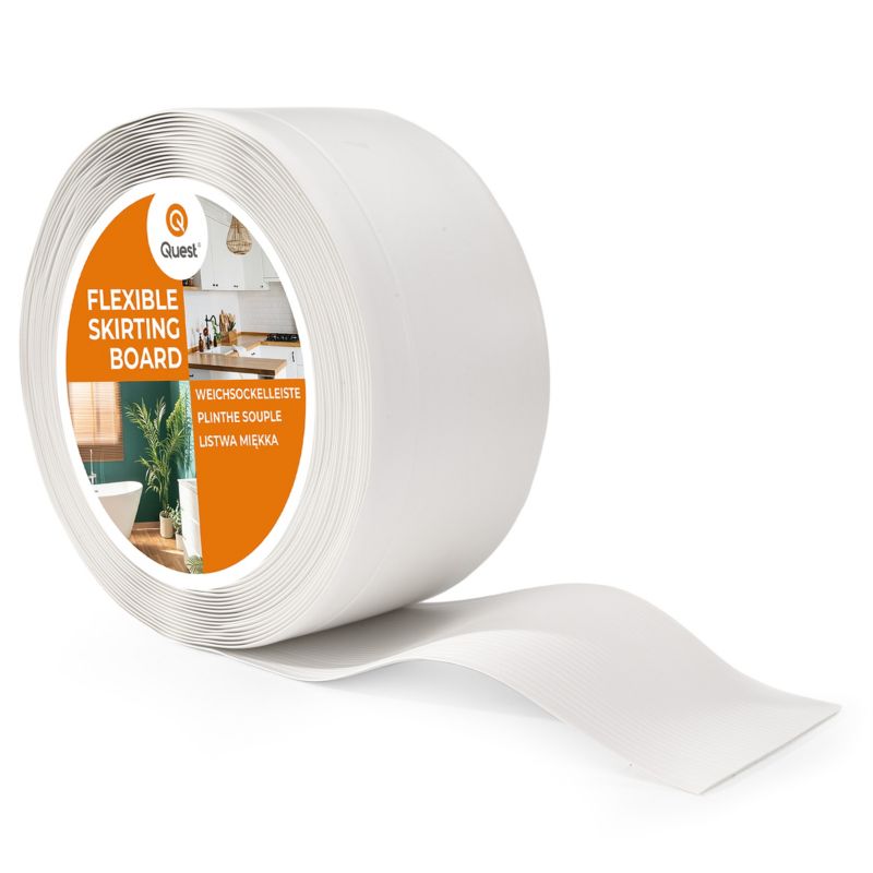Listwa przypodłogowa PCV 100x25mm QUEST, elastyczna, miękka listwa cokołowa - 15 m, biały, 1 szt.