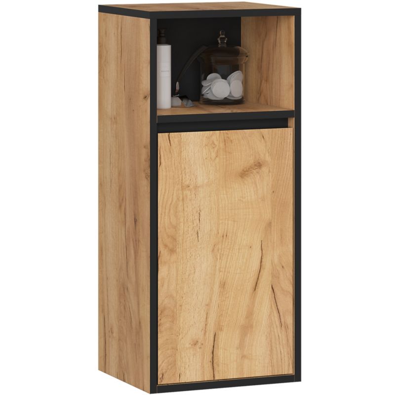 Szafka łazienkowa wisząca AKORD VAMI Dąb Craft, Czarny 35 cm 1 drzwi 3 półki 35x80x30 cm 1 szt.