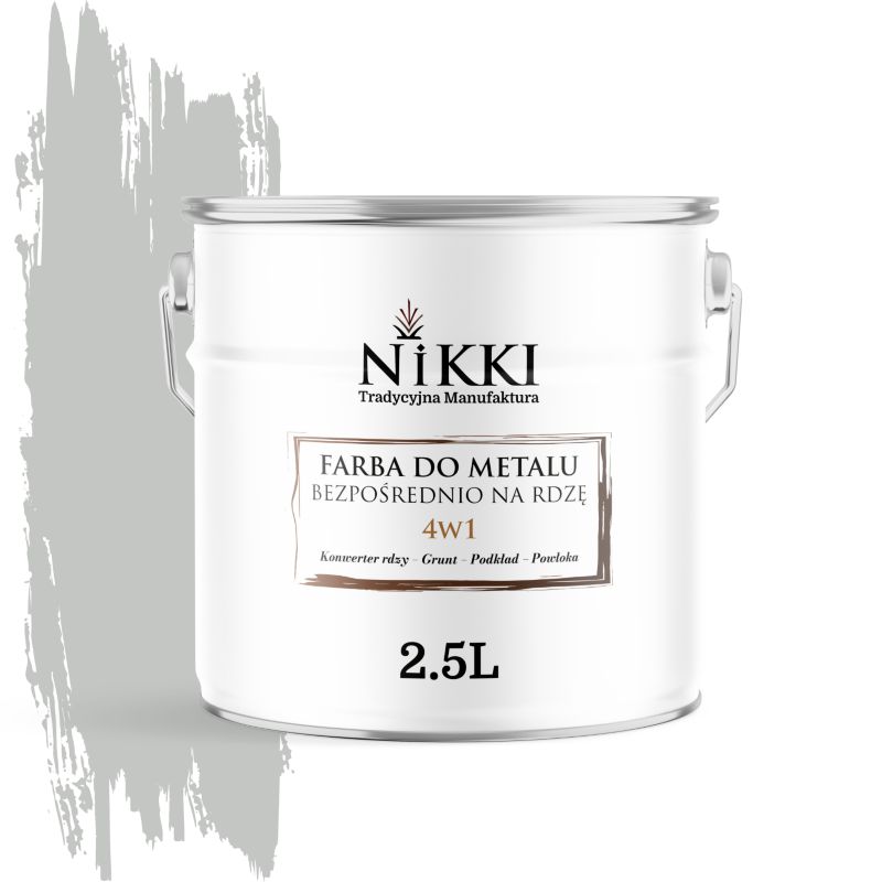 Farba do Metalu Antykorozyjna 4w1 NIKKI Szary jasny RAL7035 Mat 2.5L