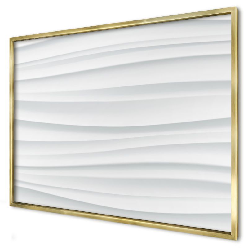 Tablica magnetyczna do salonu Wallfluent 100x70 Białe fale w złotej ramie 1szt