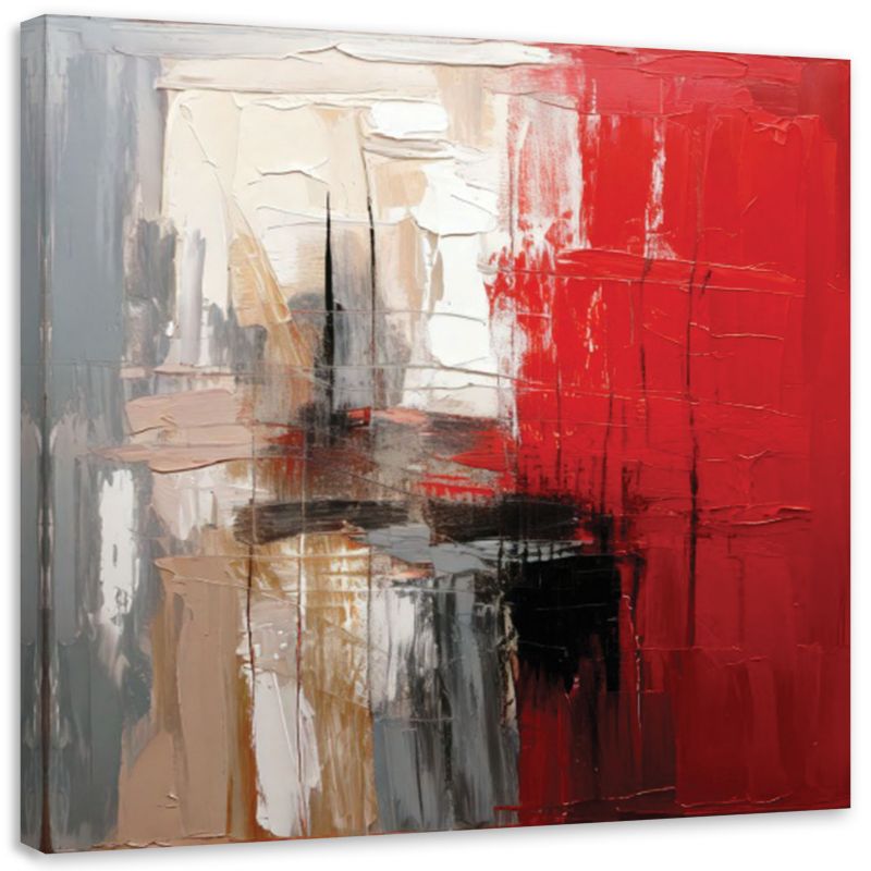 Obraz do salonu Feeby Abstrakcja Malarstwo Tekstura Czerwień 50x50cm 1szt