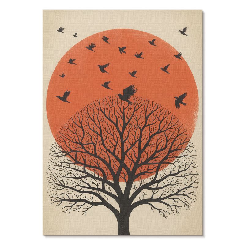 Obraz Plakat Canvas Tulup 21x29,7 cm (A4) Drzewo i ptaki Do salonu, sypialni, biura 1 szt.