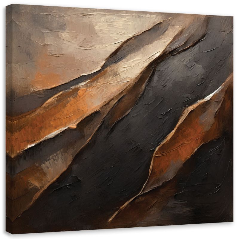 Obraz do salonu sypialni Feeby Abstrakcja Tekstura Brązowa 60x60 cm 1szt