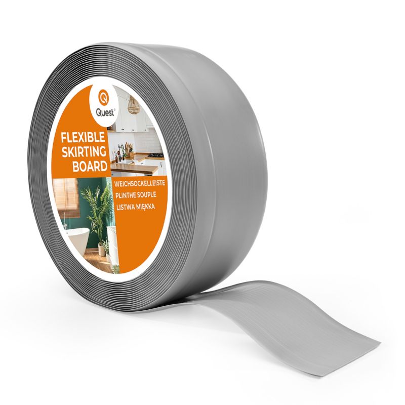 Listwa przypodłogowa PCV 70x20 mm QUEST, elastyczna, miękka listwa cokołowa - 5m, szary, 1 szt.