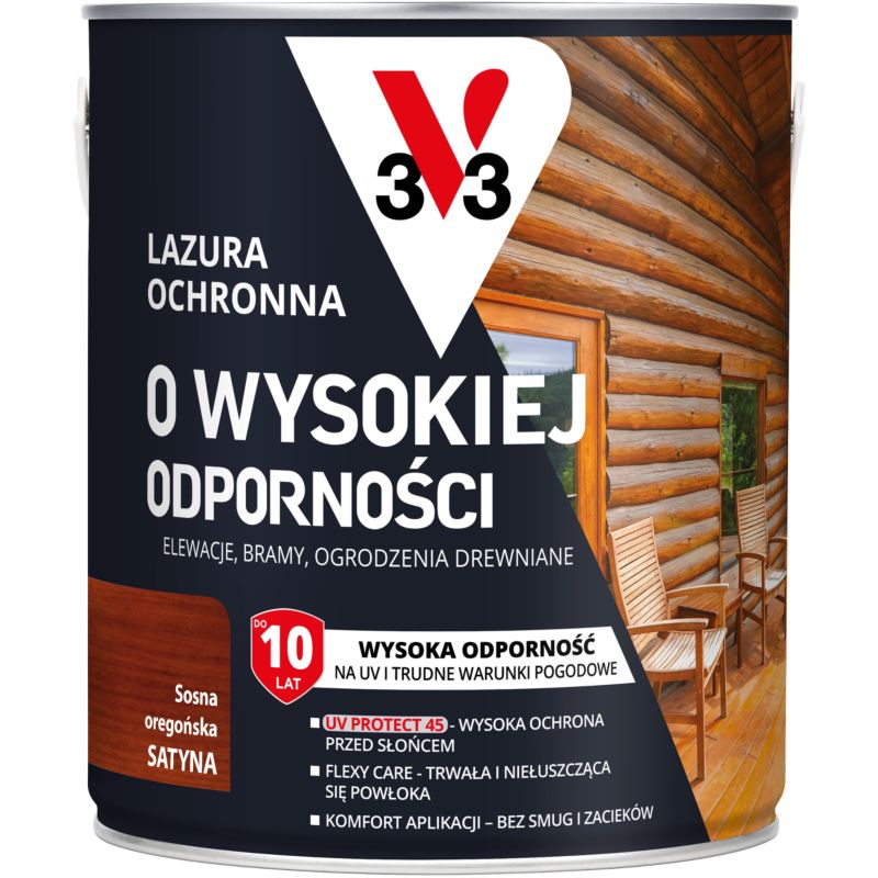 Lazura ochronna o wysokiej odporności V33 sosna oregońska 2,5 l