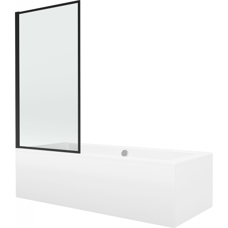 Wanna prostokątna Mexen Cube 180 x 80 cm z obudową i parawanem 1-skrzydłowym 70 cm czarny wzór fix 550518080X9307007070 1 szt.