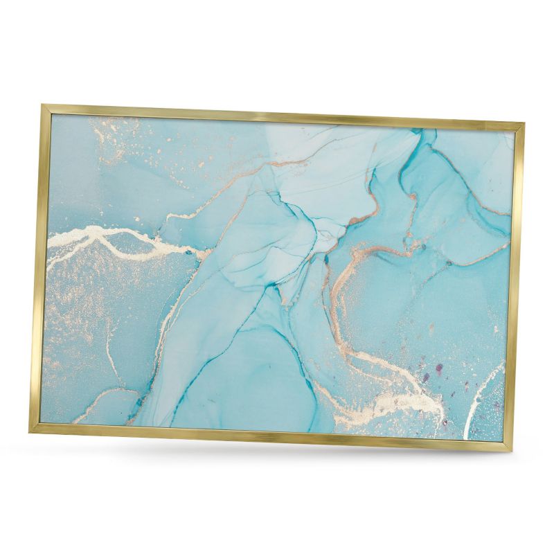 Dekoracyjna tablica magnetyczna ArtPrintCave 60x40 Turkusowa elegancja w złotej ramie 1szt