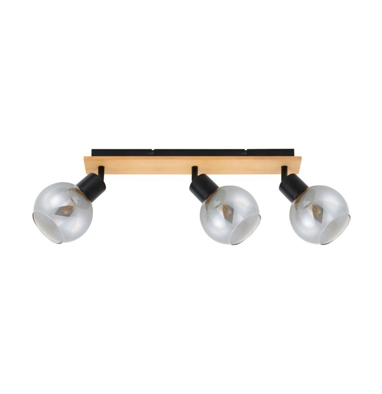 Lampa sufitowa Italux Barel czarna-jasne drewno-dymiona 3 x E27 x 20W wym: 18 x 52 x 23 cm - 1 szt.