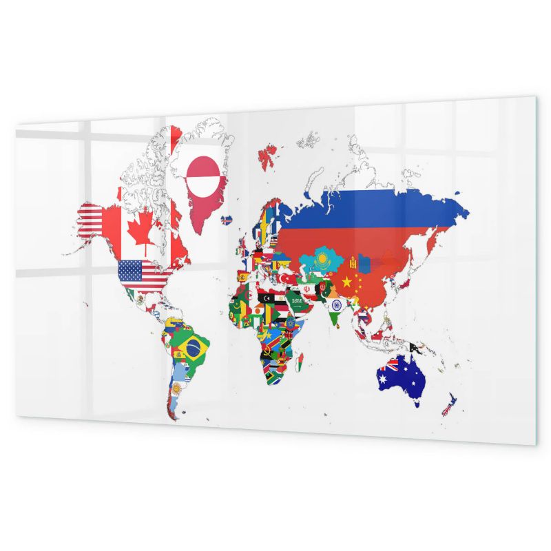 Tablica Magnetyczna Do Rysowania Tulup 120x60 cm Mapa flag narodowych Na zdjęcia i notatk Czarny marker 1 kpl