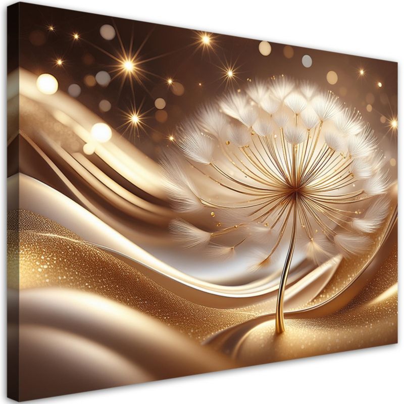 Obraz do salonu sypialni Feeby Kwiaty Złoty Glamour 100x70 cm 1szt